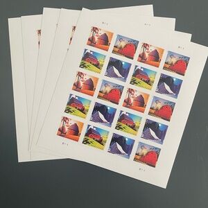 Barn postcard stamps - five sheets